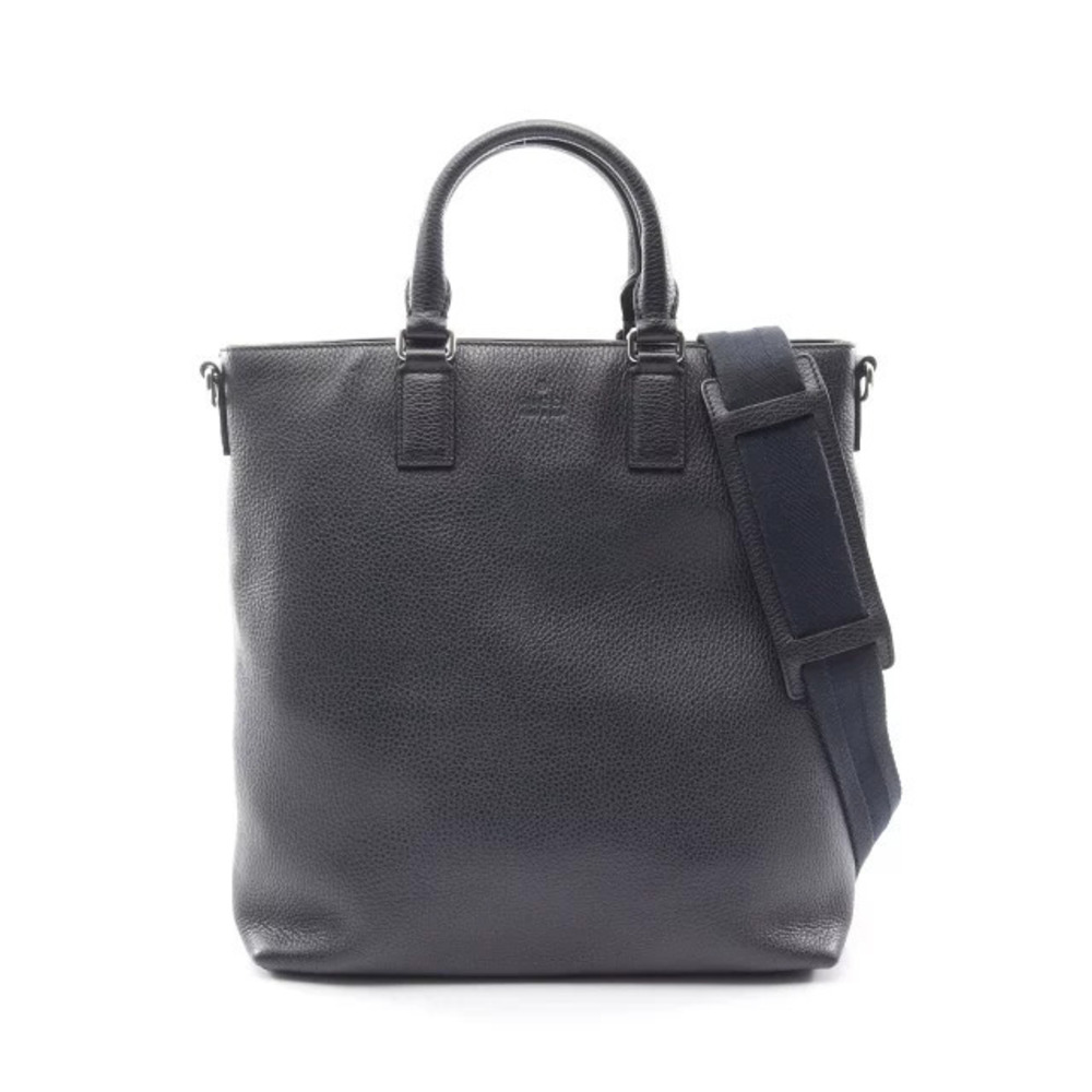 Gucci pebbled leather 2way tote bag dual top handles Black